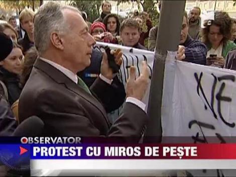 Protest cu cruci si pesti morti