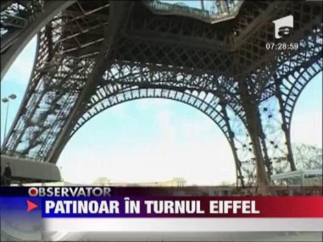 Patinoar la primul etaj al Turnului Eiffel