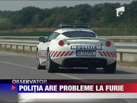 Automobilul Lotus a Politiei Romane s-a defectat