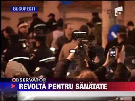 Protest cu imbranceli pentru sustinerea lui Raed Arafat