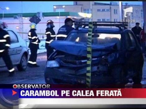 Un TIR a maturat 2 masini in apropierea unei cai ferate din Dej