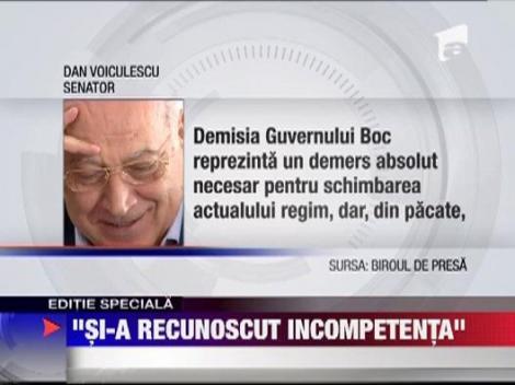 Prin demisie, Emil Boc si-a recunoscut incompetenta