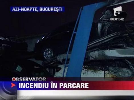 Incendiu devastator intr-o parcare din Bucuresti