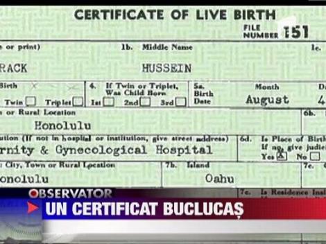 Certificatului de nastere al presedintelui Barack Obama ar fi un fals