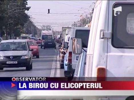 La birou cu elicopterul