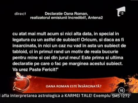 Oana Roman: "Nu sunt insarcinata"