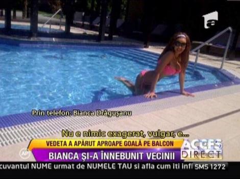 Bianca Dragusanu in lenjerie intima pe balcon