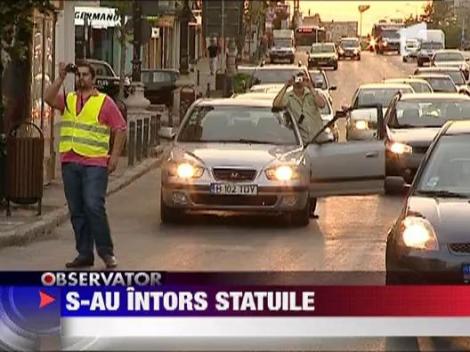 Statuile lui Mihai Viteazul, Gheorghe Lazar, Spiru Haret, Heliade Radulescu, readuse la Universitate