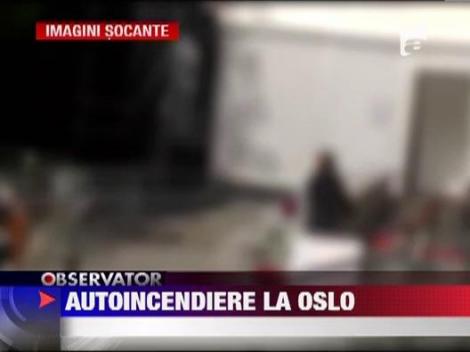 IMAGINI SOCANTE! Un barbat si-a dat foc in centrul capitalei Norvegiei
