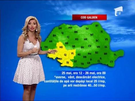 Noua atentionare de cod galben de ploi, vant si grindina