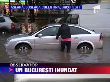 Bucuresti, inundat dupa cateva minute de ploaie torentiala