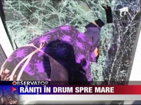 Ialomita: 12 persoane ranite dupa ce un microbuz sa rasturnat intr-un sant