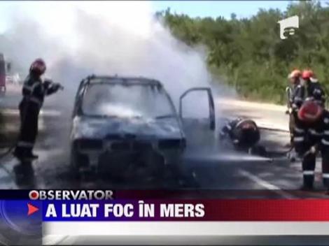 Mehedinti: O masina a luat foc pe DN 56 ‎