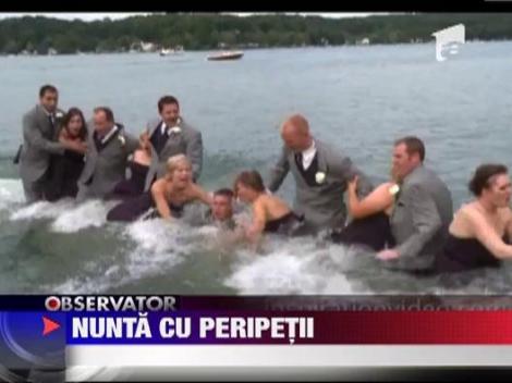 Nunta cu peripetii: Mirii si invitaii cad in apa dupa ce podul pe care faceau poze s-a rupt sub greutatea lor
