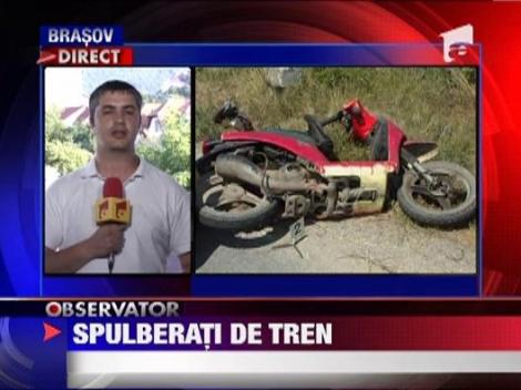 Brasov: Motociclist spulberat de un tren