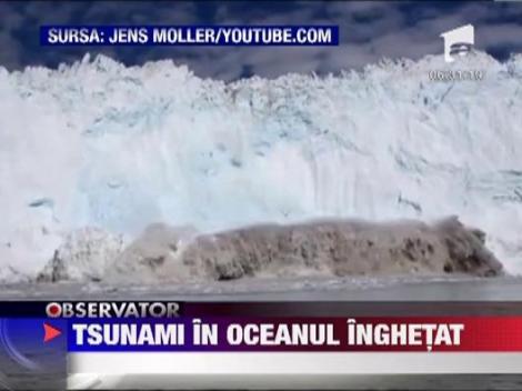 O ambarcatiune, la un pas sa fie inghitita de un tsunami, in oceanul Arctic