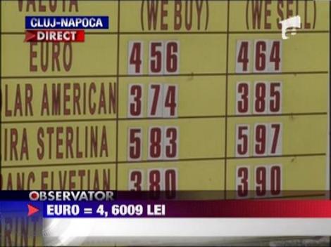 Valoarea euro a crescut pana la 4,6009 lei
