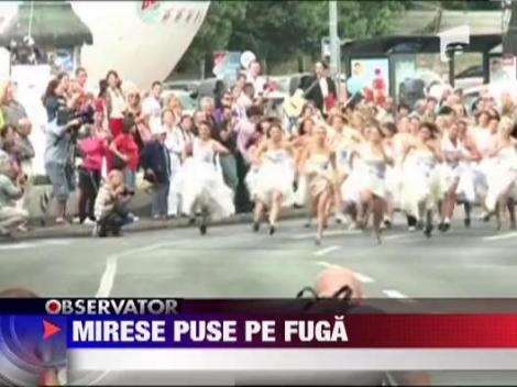 Cursa de 150 de metri cu rochia de mireasa suflecata, la Belgrad