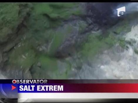 Una dintre cele mai inalte cascade din lume, trambulina pentru un belgian! Imagini spectaculoase!