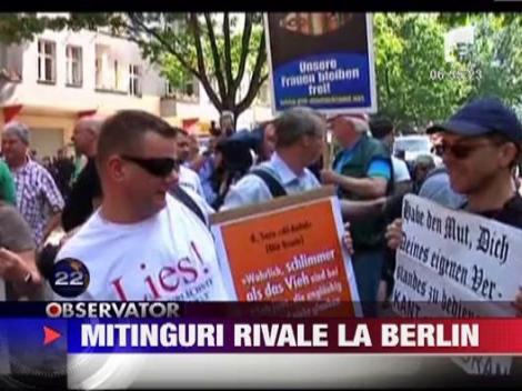 Caricatura a profetului Mahomed, afisata in fata unei moschei din Berlin