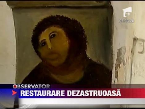 Icoana veche de 120 de ani din Spania, restaurata in stil Mr. Bean