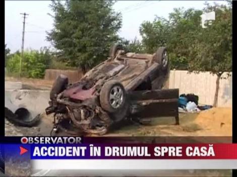Accident in drumul spre casa. O familie a fost la un pas sa-si piarda viata in urma exploziei unui cauciuc