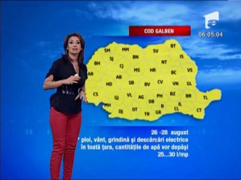 Atentionare de cod galben de ploi torentiale si vijelii