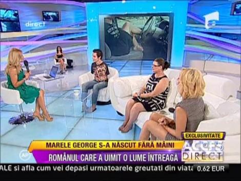 George, romanul fara maini care canta la chitara, in platoul Acces Direct