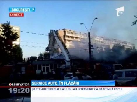 Incendiu de proportii la o vopsitorie auto din Bucuresti