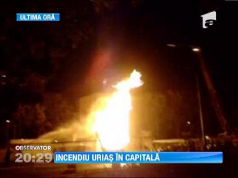 Incendiu violent in Capitala! O conducta gaze s-a fisurat si a luat foc
