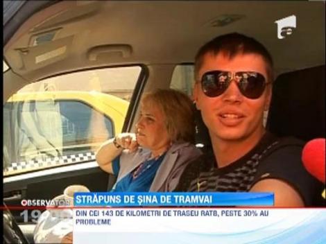 Capitala impanzita de capcane! Un sofer a fost ranit prin masina de o sina de tramvai