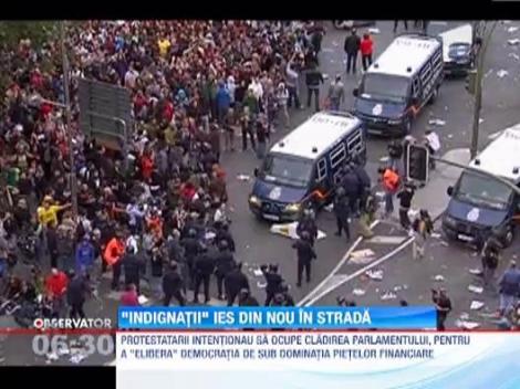 Proteste violente la Madrid. 60 de oameni au fost raniti