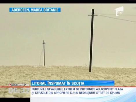 Cartier scotian acoperit cu spuma din cauza unei furtuni puternice