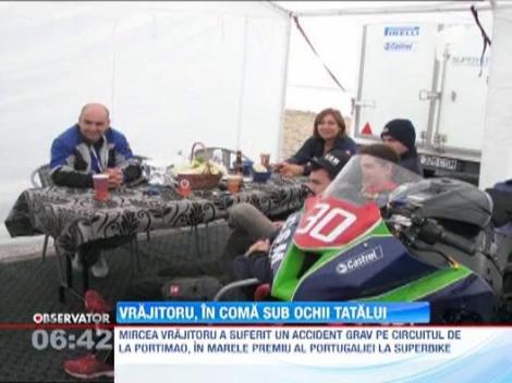 IMAGINI SOCANTE! Un motociclist roman este in coma, dupa ce a fost calcat pe cap pe o pista din Portugala