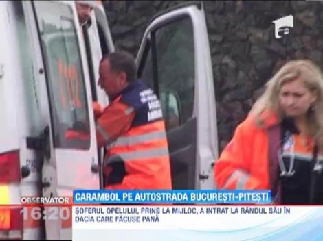 Carambol la iesirea de pe Autostrada Bucuresti-Pitesti. Trei oameni au ajuns la spital