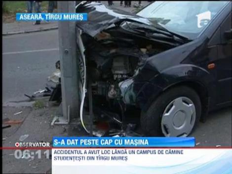 O soferita neexperimentata a provocat un accident spectaculos la Targu Mures