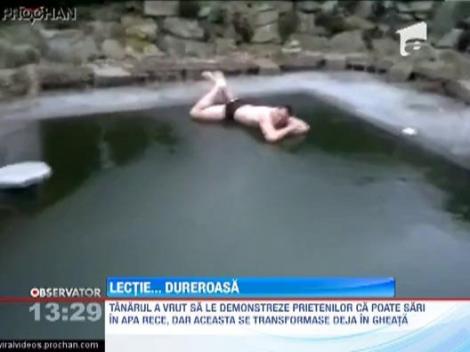 Salt "mortal" in piscina inghetata