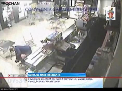 Un hot din Italia, batut mar de barmanita pe care voia sa o jefuiasca