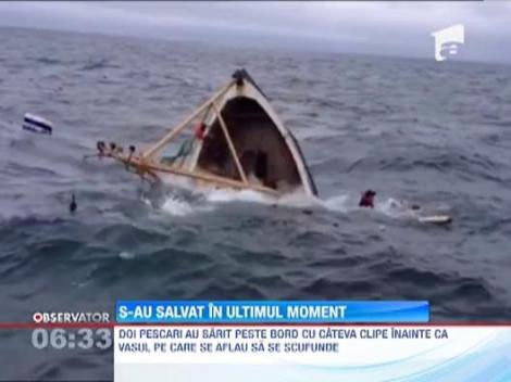 Doi barbati s-au salvat in ultimul moment de pe un pescador care s-a scufundat in Marea Irlandei