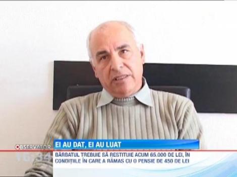 Pensionar dator cu 65 de mii de lei la Casa de Pensii