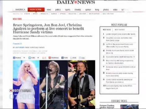 Astazi are loc un concert caritabil cu vedete de renume pentru victimele uraganului Sandy