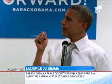 Barack Obama a plans in timpul unui discurs de multumire