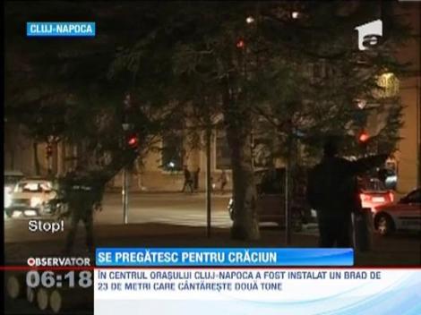 Brazii de Craciun au fost deja instalati la Cluj si Sibiu