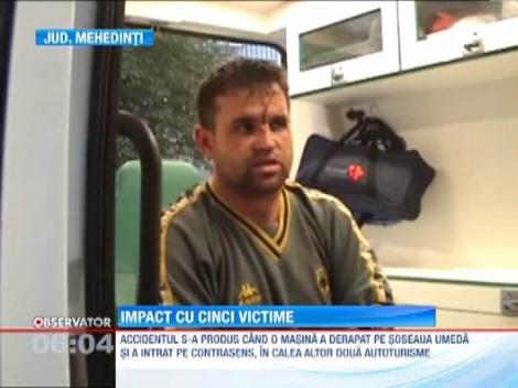 Accident in lant in judetul Mehedinti! Cinci oameni au fost raniti