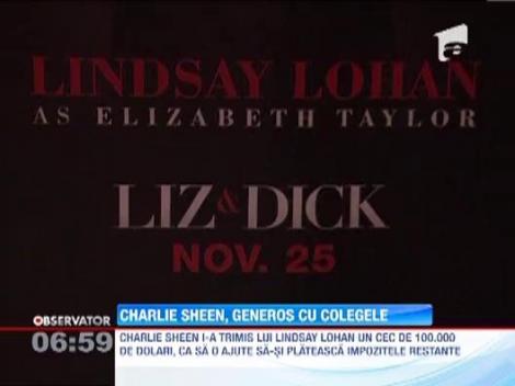 Charlie Sheen ii plateste datoriile lui Lindsay Lohan