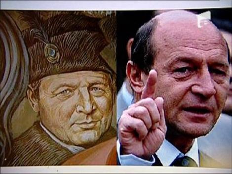 Traian Basescu apare intr-o fresca alaturi de Mihai Viteazul!