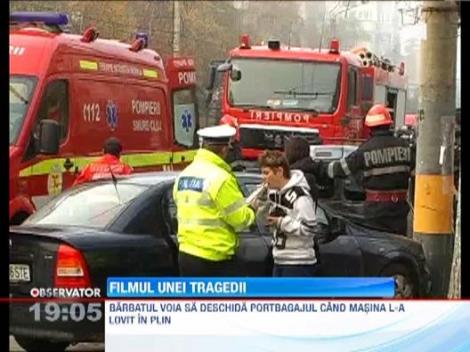 IMAGINI SOCANTE! Accident teribil in Cluj-Napoca! Un barbat a fost prins intre doua masini!