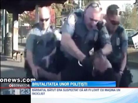 IMAGINI SOCANTE! / 3 politisti, inregistrati in timp ce snopeau in bataie un suspect.