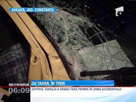 Cel mai norocos taximetrist din Constanta: a lovit un tren care transporta motorina si a scapat cu viata