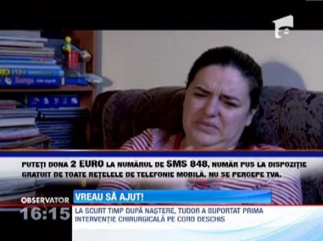 Vreau sa ajut! Tudor are nevoie de 60.000 de euro